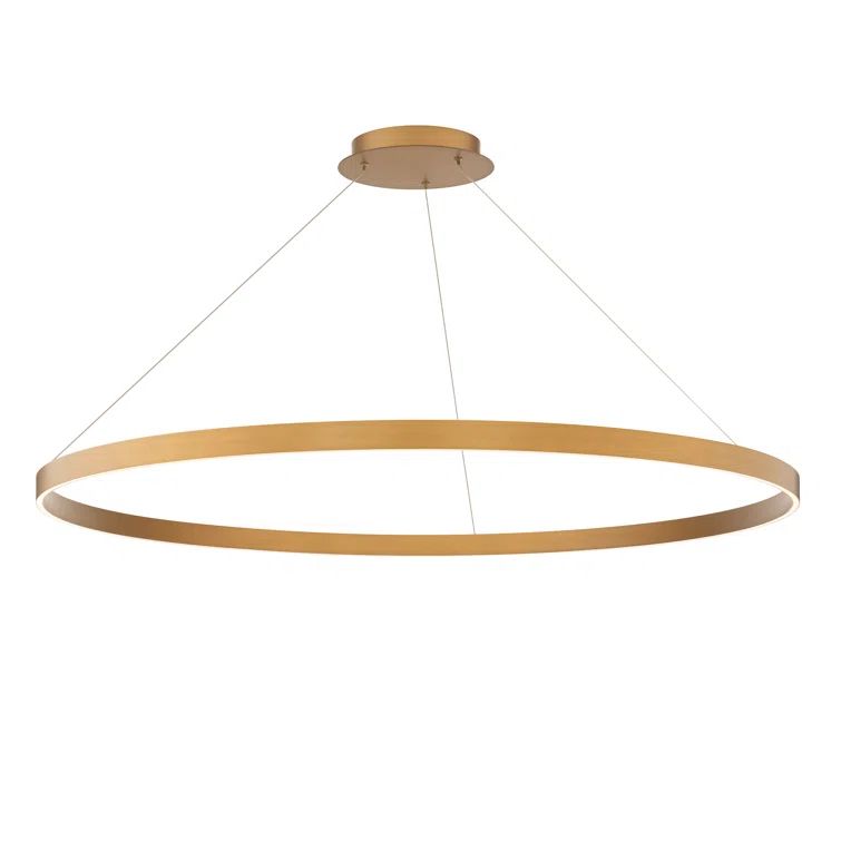 Aged Brass Large Circular LED Pendant Light