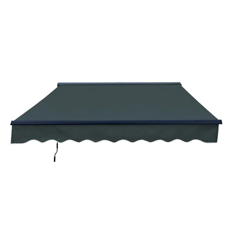 Forest Green Motorized Retractable Patio Awning with LED Lights