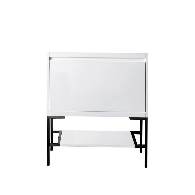 Mantova 31.5" Glossy White and Matte Black Freestanding Vanity Base