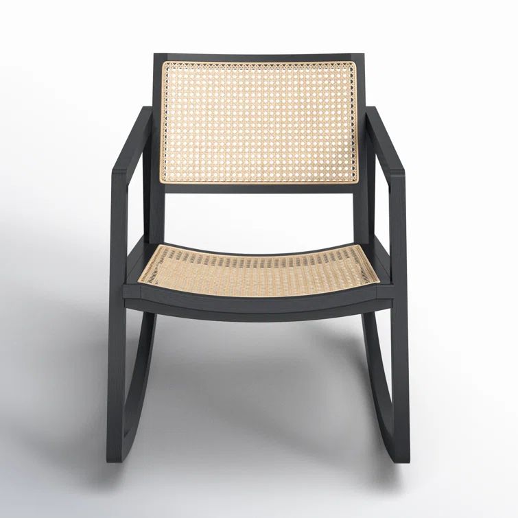 Perth 23'' Black & Natural Rattan Contemporary Glider Chair