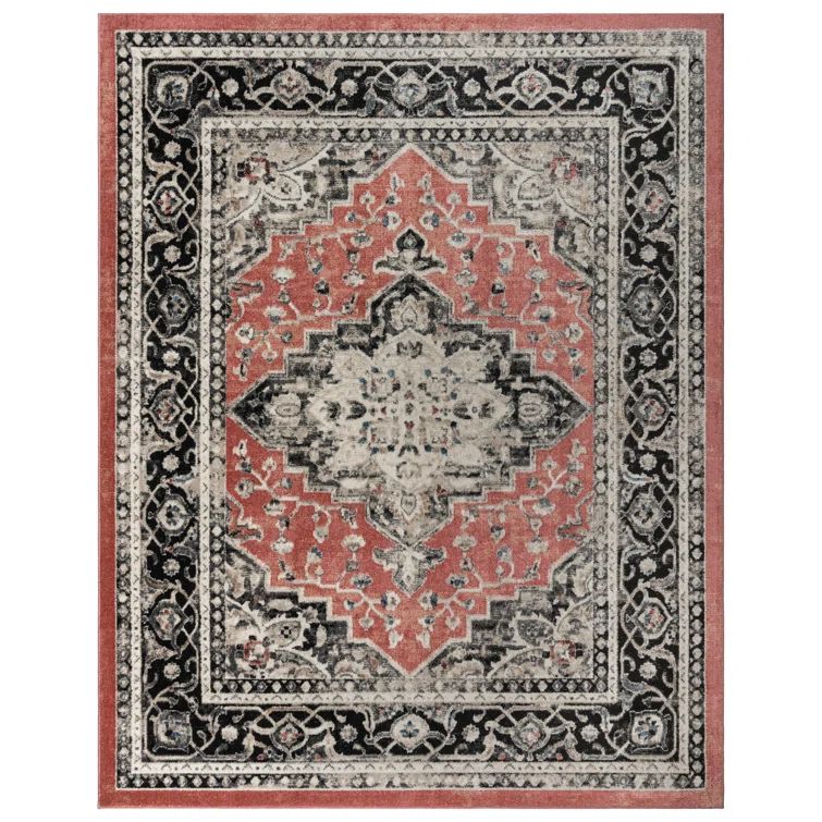 Fluer Rose 5' x 7' Tufted Synthetic Area Rug