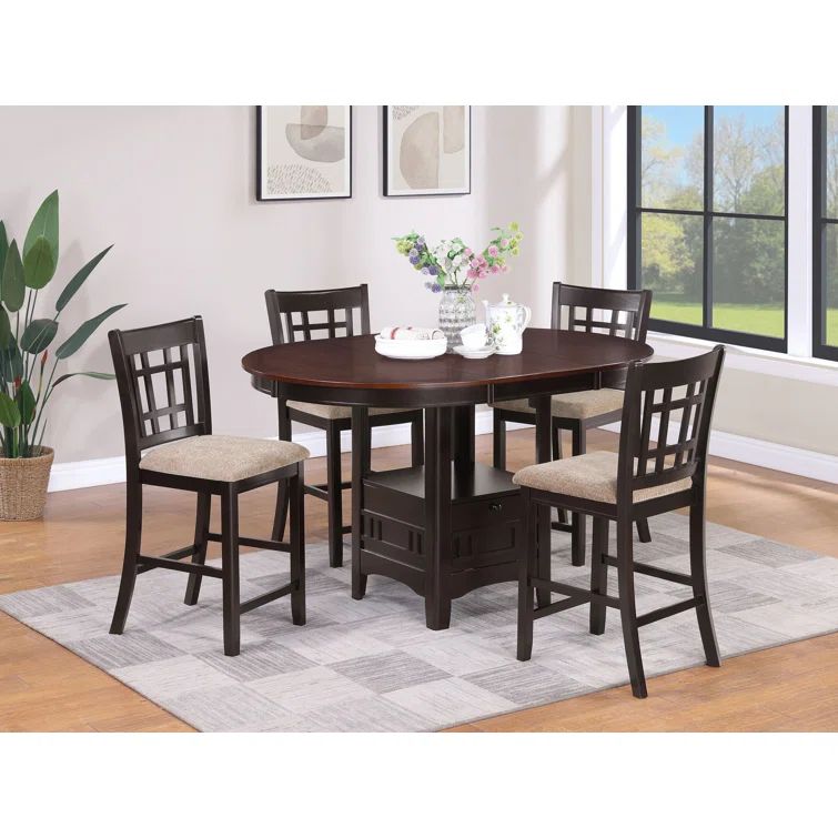 Lavon 5-Piece Light Chestnut and Espresso Counter Height Dining Set