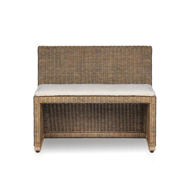 Amber Lewis Dune Rattan Dining Bench with Padded Seat Cushion