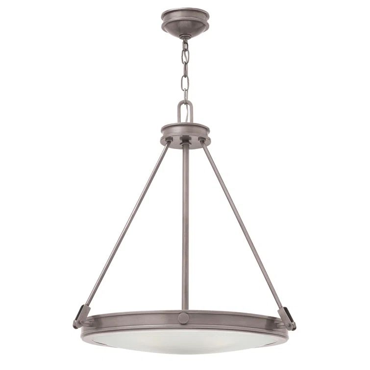 Mini Etched Opal 4-Light LED Pendant in Antique Nickel