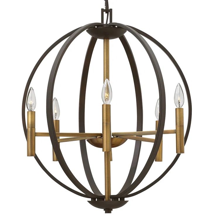 Euclid 6-Light Spanish Bronze Orb Chandelier with Candelabra Bulbs