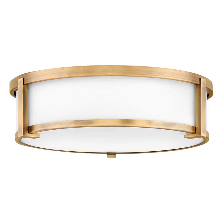 Lowell 3-Light LED Drum Flush Mount in Brushed Bronze with Etched Opal Shade