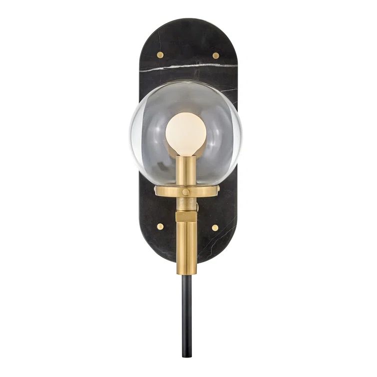 Elegant Black and Heritage Brass Dimmable Wall Sconce with Clear Glass