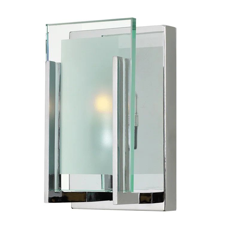 Chrome 1-Light Outdoor Wall Sconce with Clear Beveled Glass