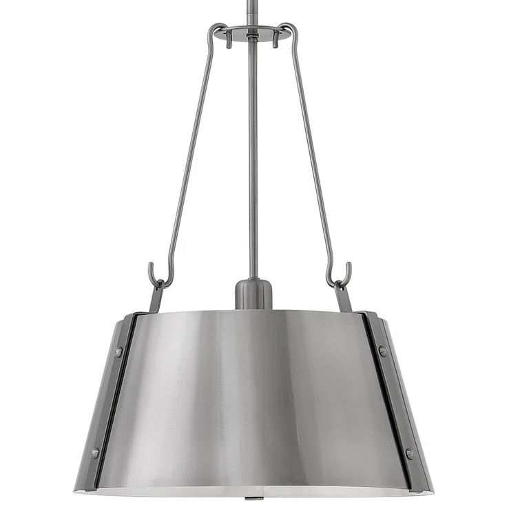 Polished Antique Nickel Drum Pendant Light