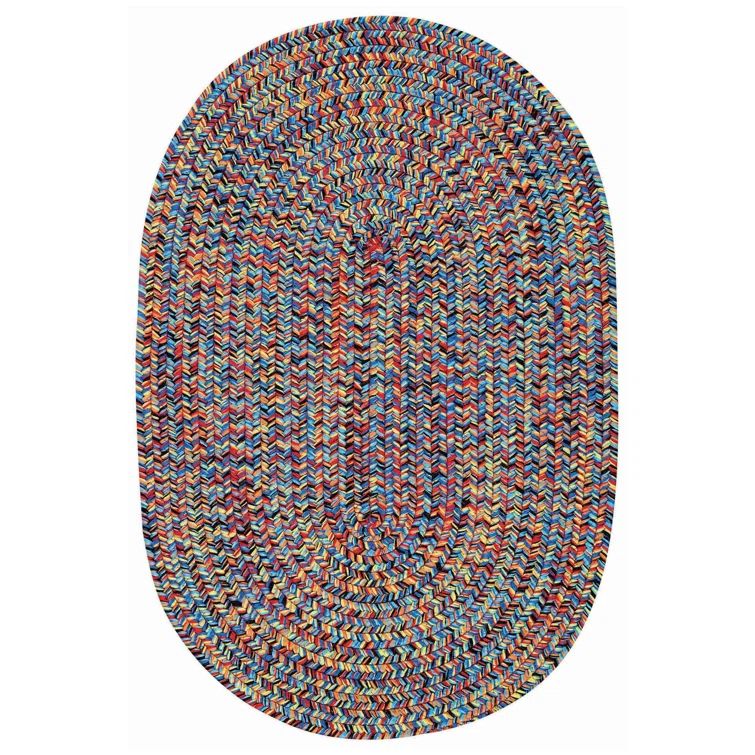 Bright Multi Oval Braided Synthetic Indoor/Outdoor Rug