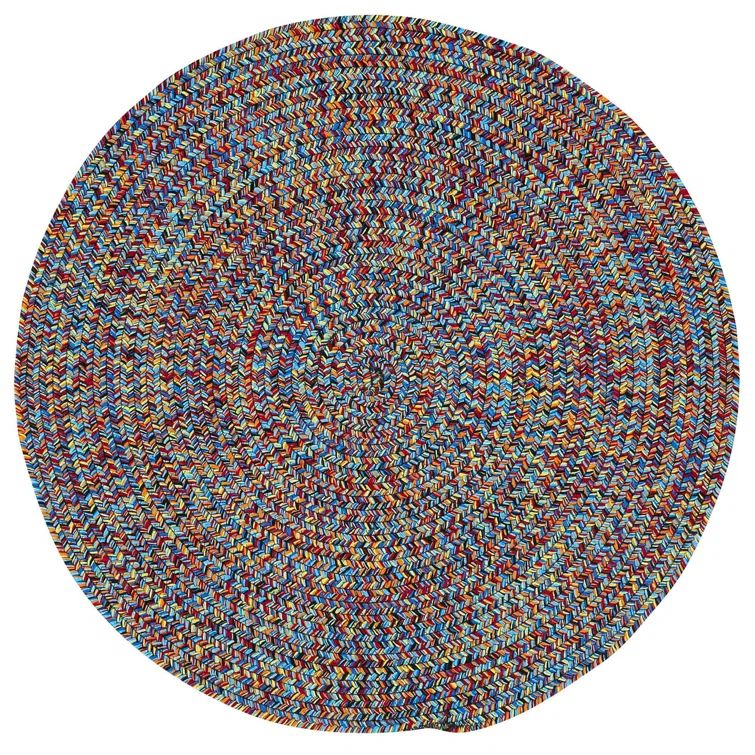 Multicolor Round Braided Synthetic Indoor/Outdoor Rug