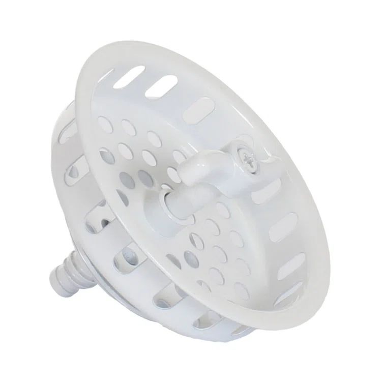 White Solid Brass Round Sink Drain Assembly with Basket Strainer