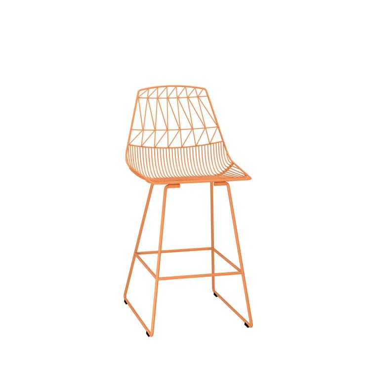 26" Orange Metal Wire Saddle Style Counter Stool