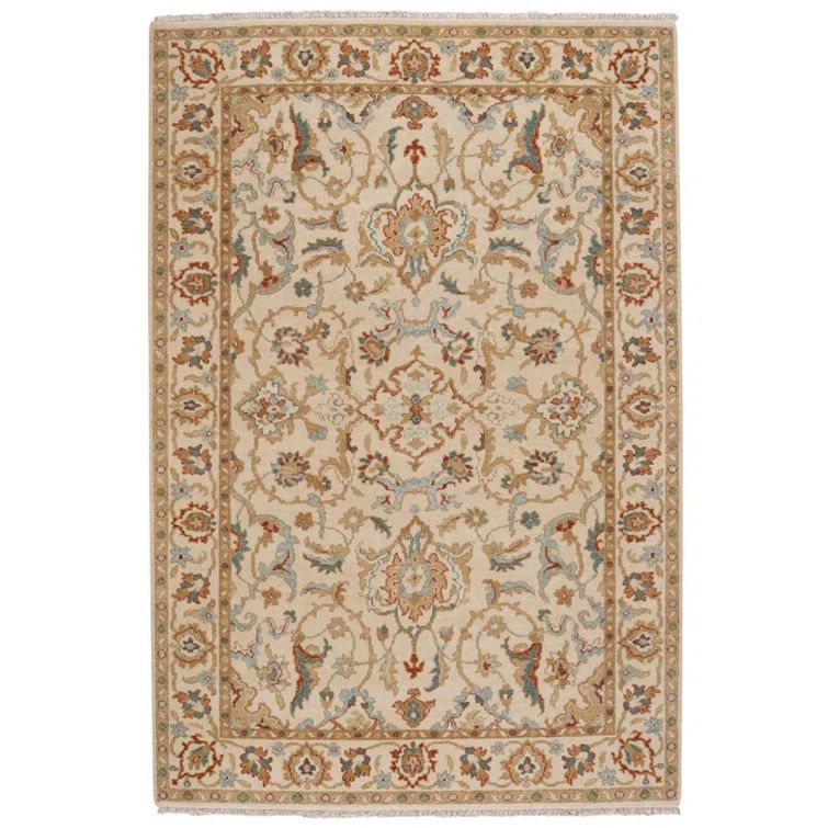 Sarah Hand-Knotted Ivory Wool 5' x 8' Area Rug