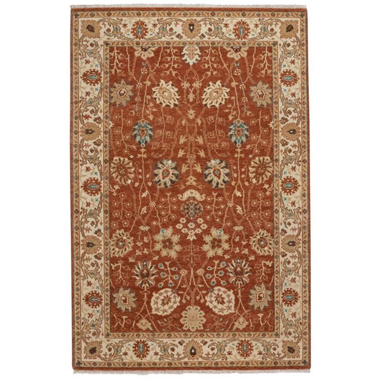 Sarah Hand-Knotted Ivory and Rust Wool 8' x 10' Area Rug
