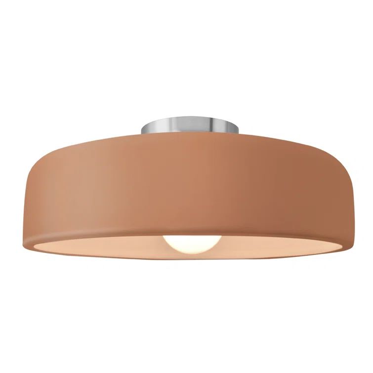 Adobe Ceramic Semi Flush Mount Light with Brushed Nickel Finish