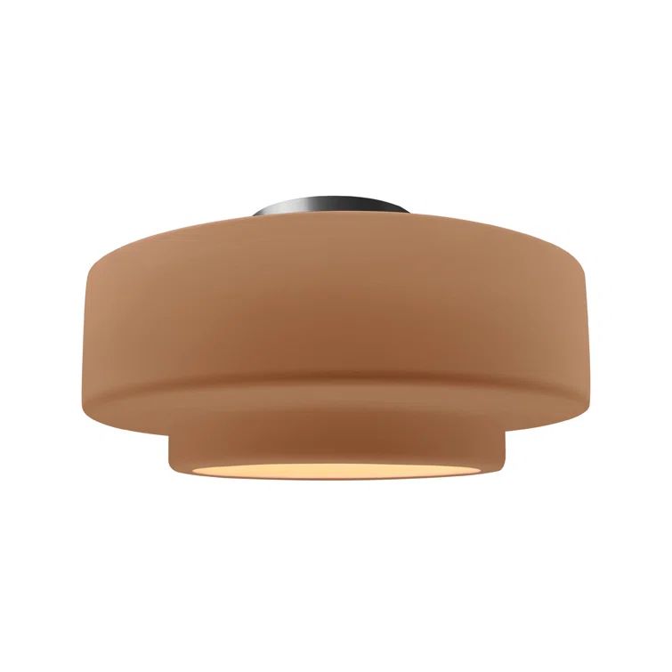 Adobe Ceramic Semi Flush Mount Light with Brushed Nickel Finish