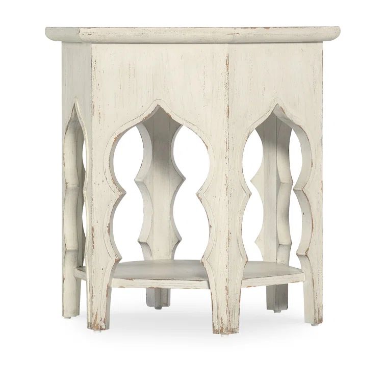 Rustic White Oak Veneer Round End Table