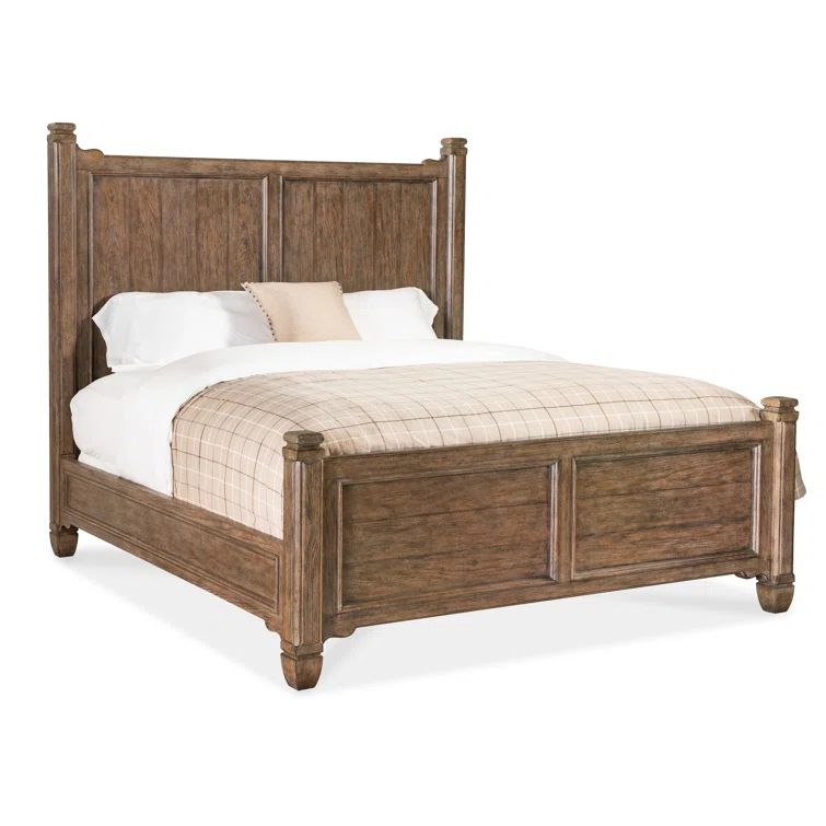 Rustic Brown Queen Wood Panel Bed with Headboard