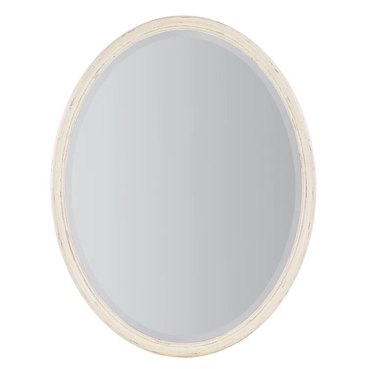 Cream Oval Rustic Wood Wall Mirror