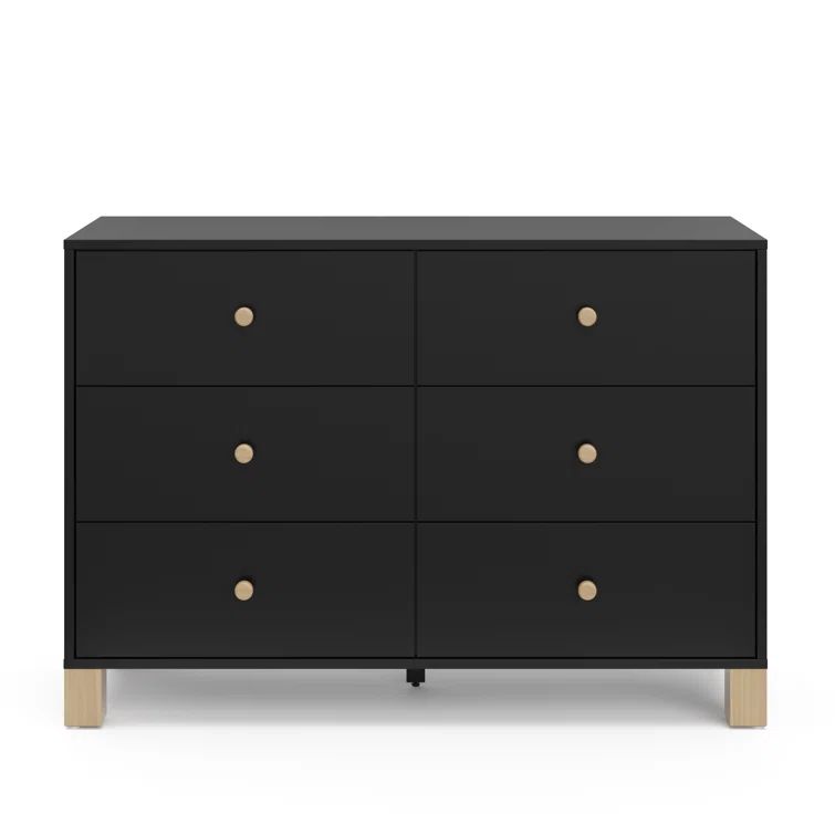 Black and Driftwood 6-Drawer Nursery Dresser