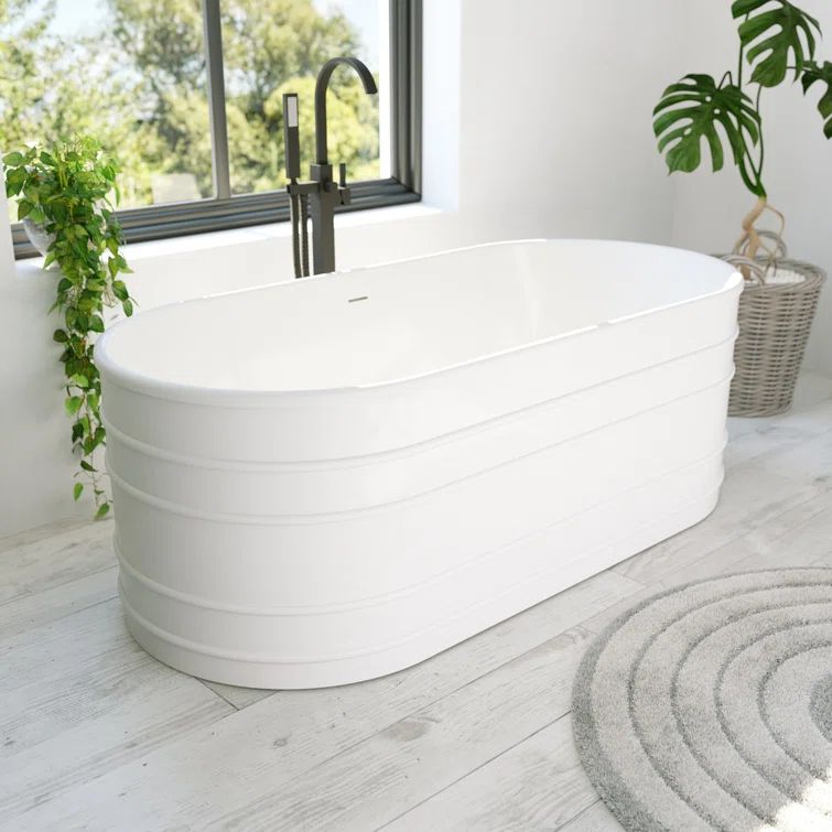 Infinity Z 67" White Acrylic Freestanding Soaking Bathtub