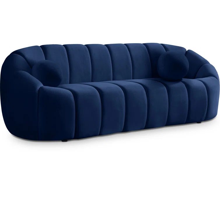 Elijah 94'' Navy Velvet Tufted Sofa
