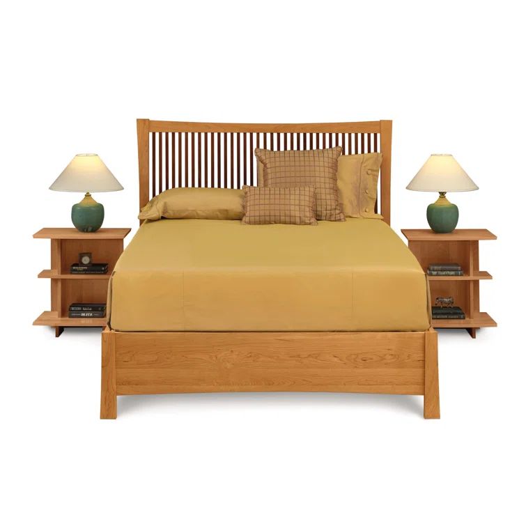 Berkeley Solid Cherry Wood Nightstand with Weathered Steel Accents