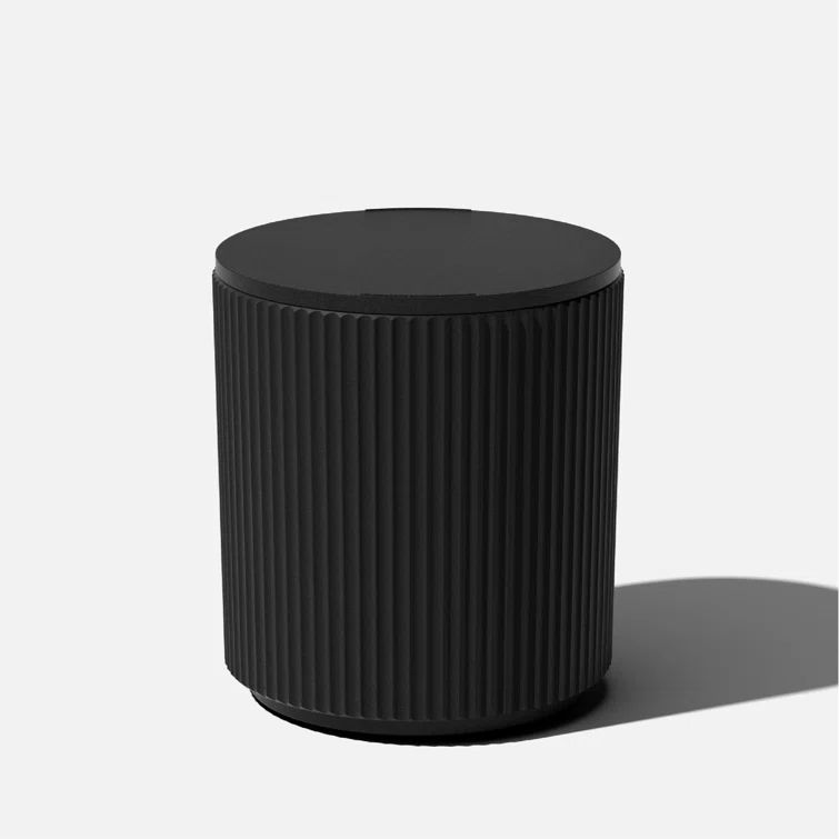 Veradek 21" Black Concrete-Plastic Drum Shape Accent Table