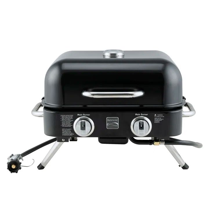 Kenmore Black Retro Portable Propane Gas Grill with 2 Burners