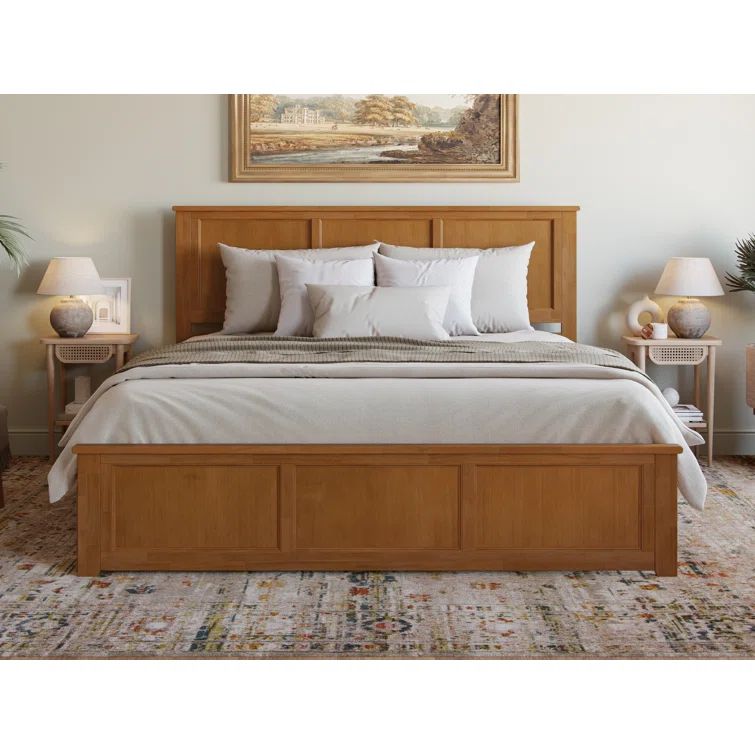Light Toffee King Wood Platform Bed with Storage Drawers