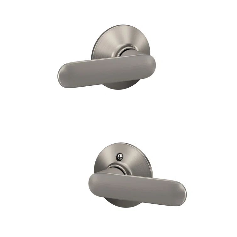 Satin Nickel Straight Lever Hall and Closet Door Handle