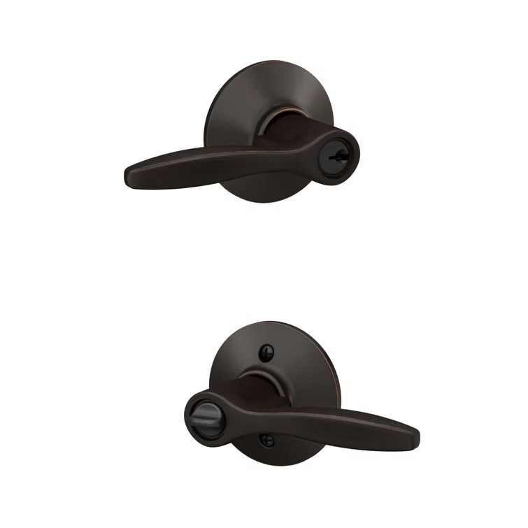 Aged Bronze Universal Wave Lever Keyed Entry Lock