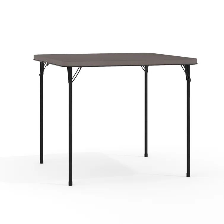 Dark Gray Square Metal and Plastic Folding Table with Handle