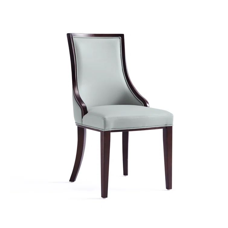 Tan Faux Leather Upholstered Parsons Side Chair with Beech Wood Legs