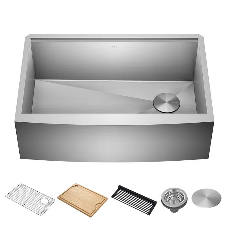 Kore 30-Inch Stainless Steel Farmhouse Workstation Sink with Accessories