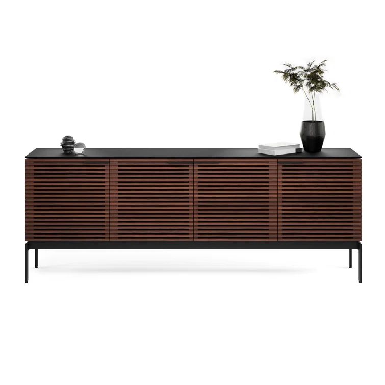 Chocolate Stained Walnut Media Console with Cabinet