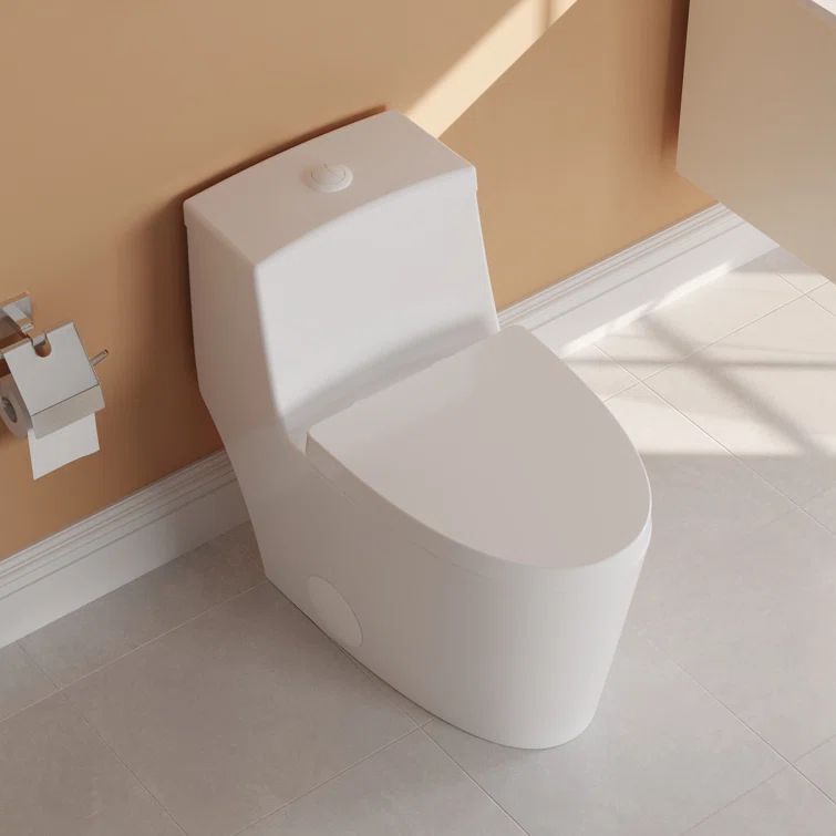 Prism White Dual Flush Elongated One-Piece Toilet with Soft Close Seat