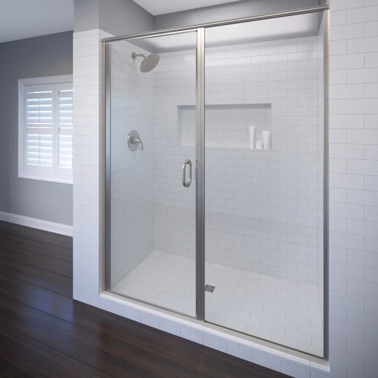 Deluxe 47" x 72" Brushed Nickel Framed Shower Door with Clear Glass