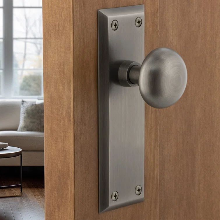 Antique Pewter Solid Brass New York Door Knob Set