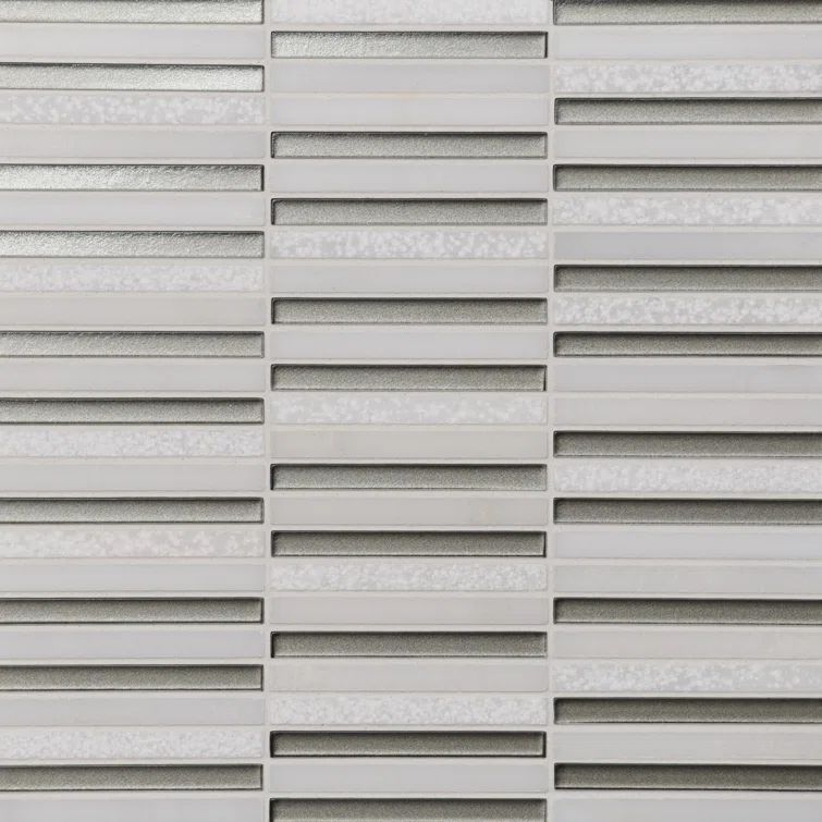 Gray Matte Glass Mosaic Rectangle Outdoor Tile