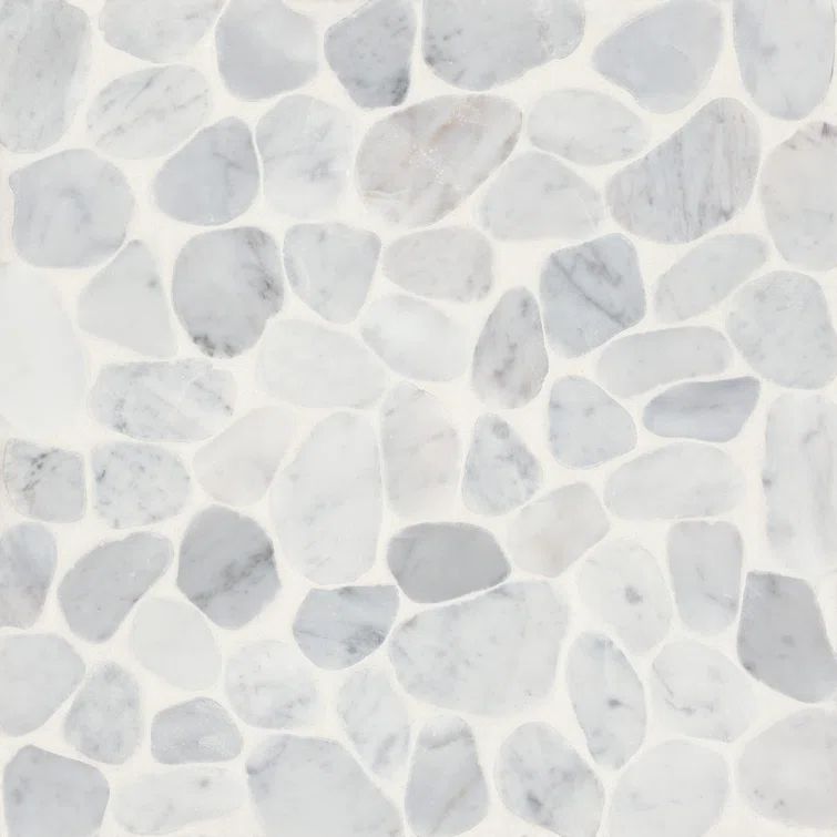 Waterbrook 12" x 12" White and Gray Pebble Mosaic Tile