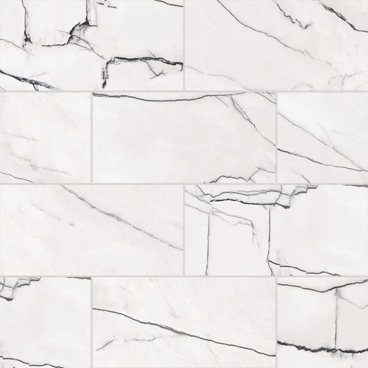 Bianca Large Format Honed Porcelain Marble Look Outdoor Tile