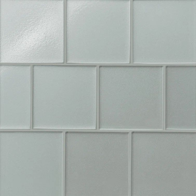 Silver Matte Square Glass Wall and Floor Tile 4'' x 4''