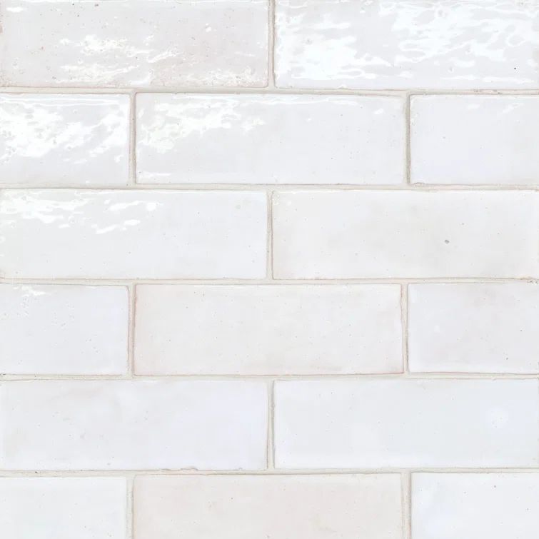Neige Blanc Glossy Ceramic Rectangle Bathroom Tile