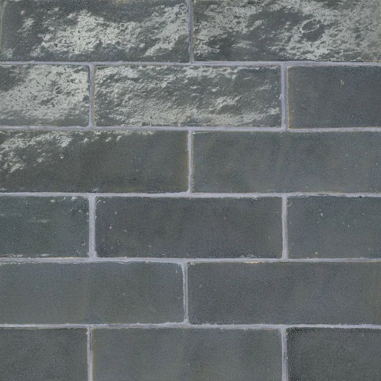 Charcoal Glossy Ceramic Rectangle Shower Tile 2x6