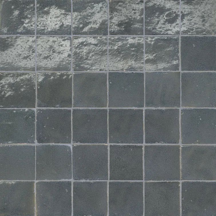 Charcoal 2" x 2" Glossy Ceramic Outdoor Mosaic Tile