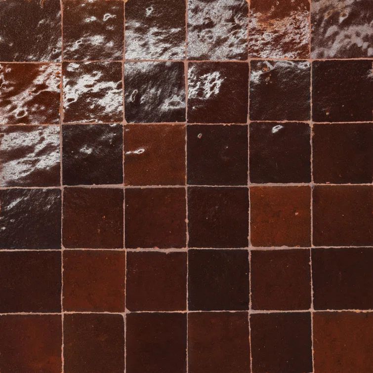Maroon Glossy Ceramic Outdoor Mosaic Tile, 12 x 12 inches
