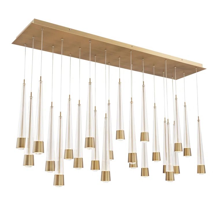 Aged Brass 23-Light Glass LED Linear Pendant