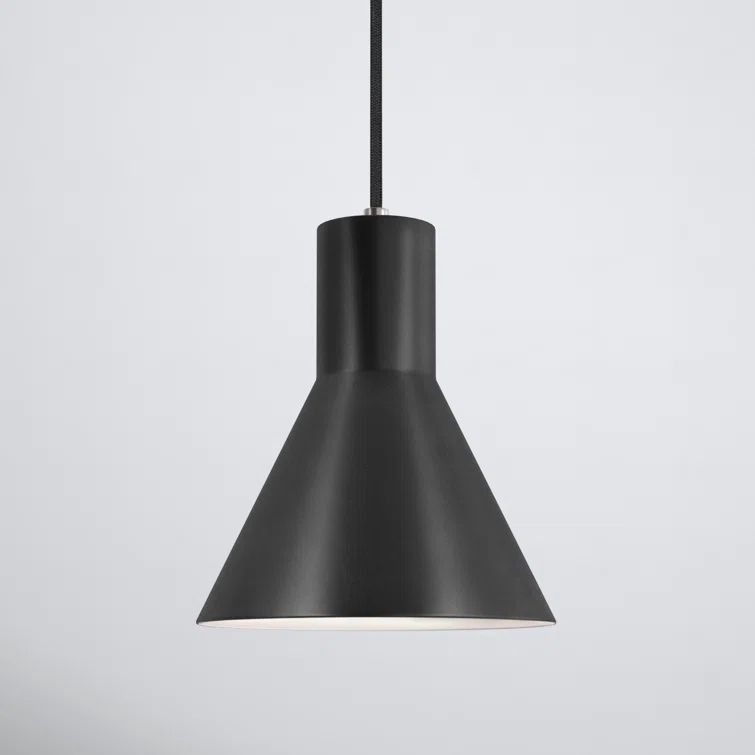 Black and Satin Brass Adjustable Single Light Pendant